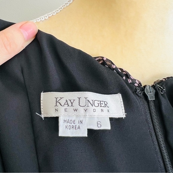 Kay Unger silk sleeveless polka dot ruffled hem dress - Picture 3 of 7